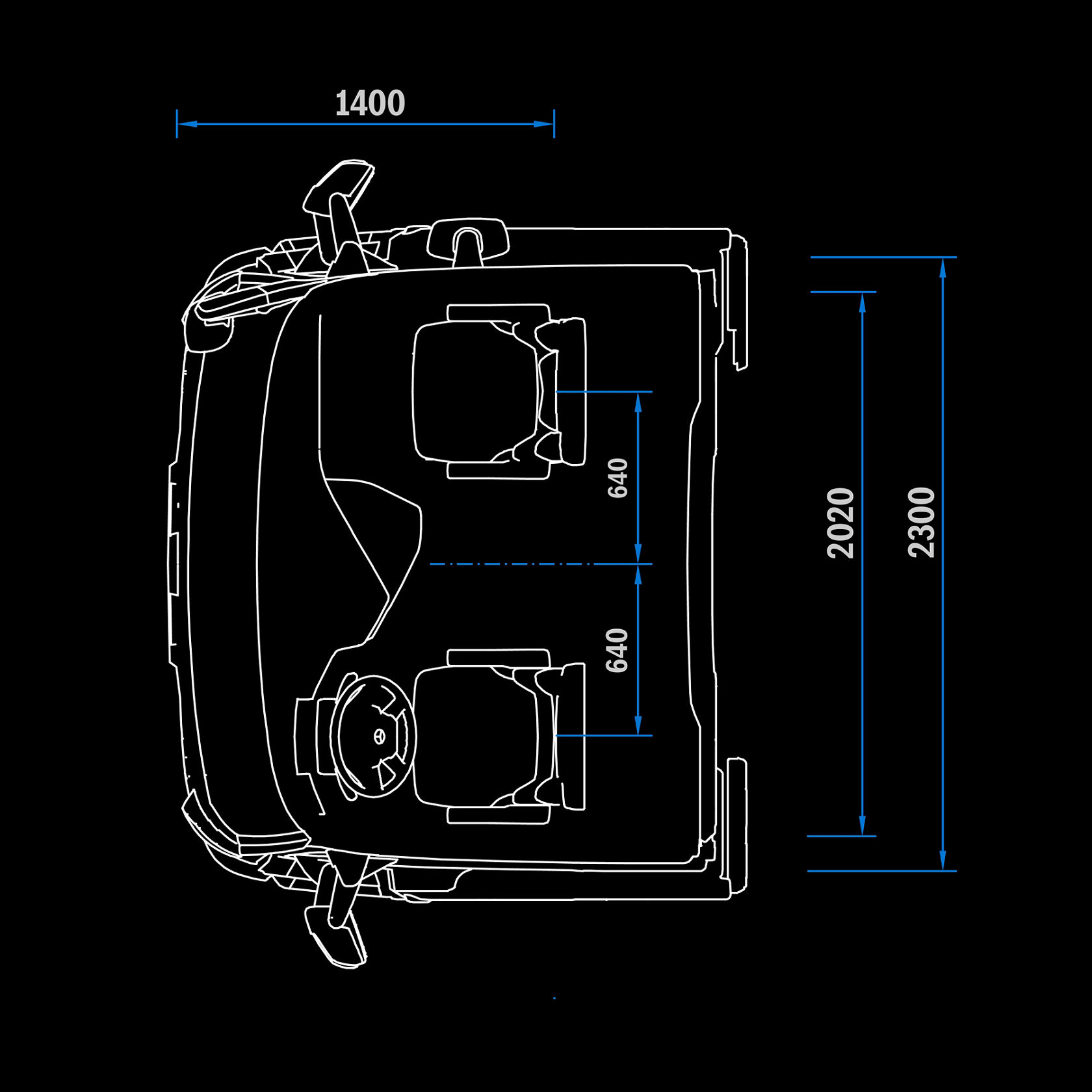 ClassicSpace M-Cab, 2.3 m, 170 mm tunnel, top view