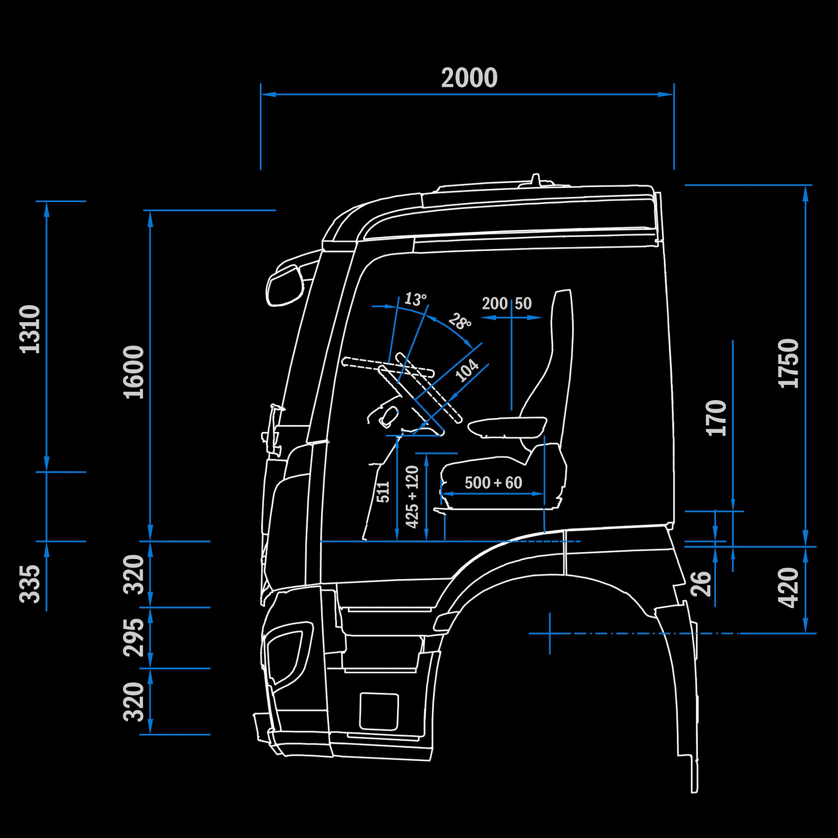 ClassicSpace M-Cab, 2.3 m, 170 mm tunnel, side view