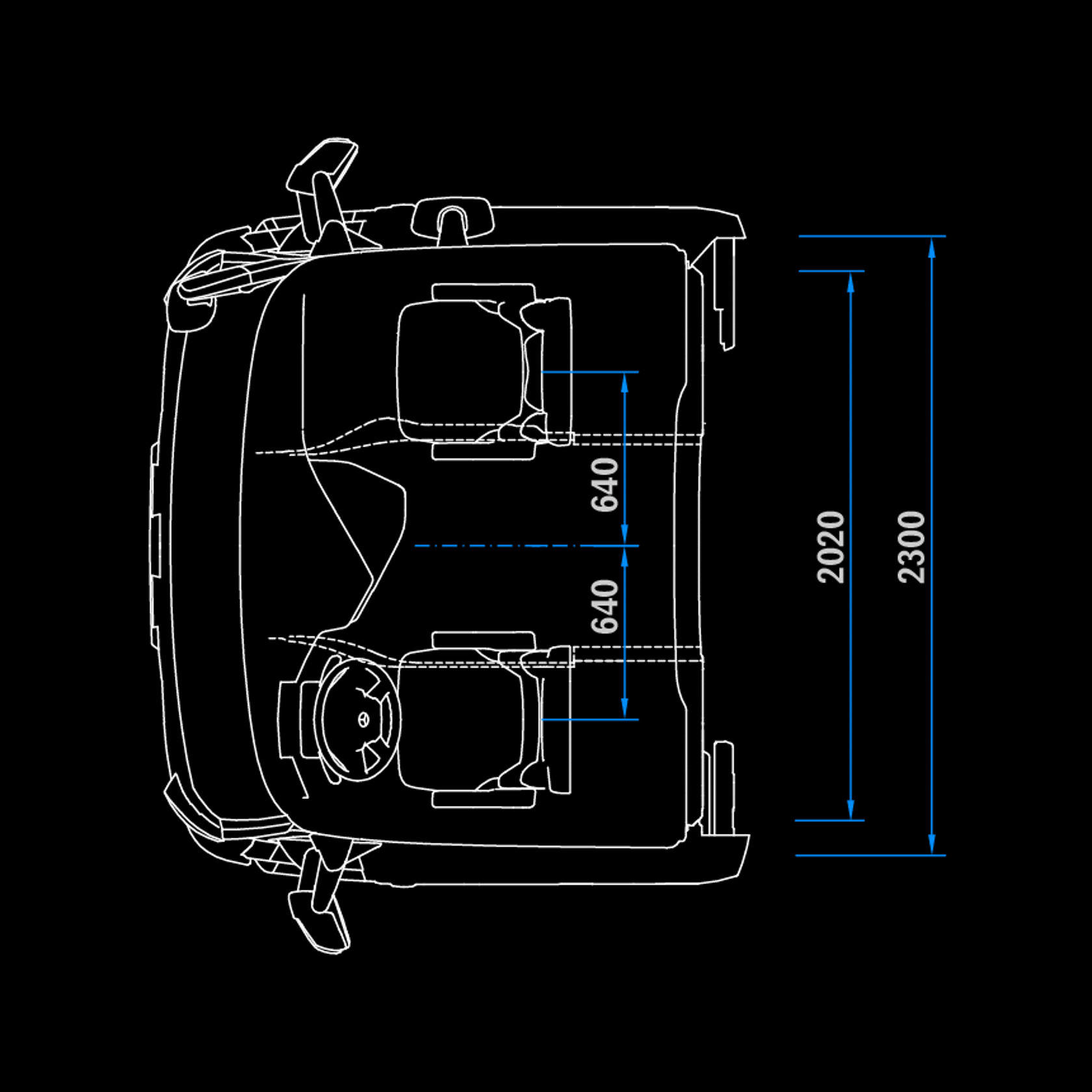 CompactSpace M-Cab, 2.3 m, 170 mm tunnel, top view
