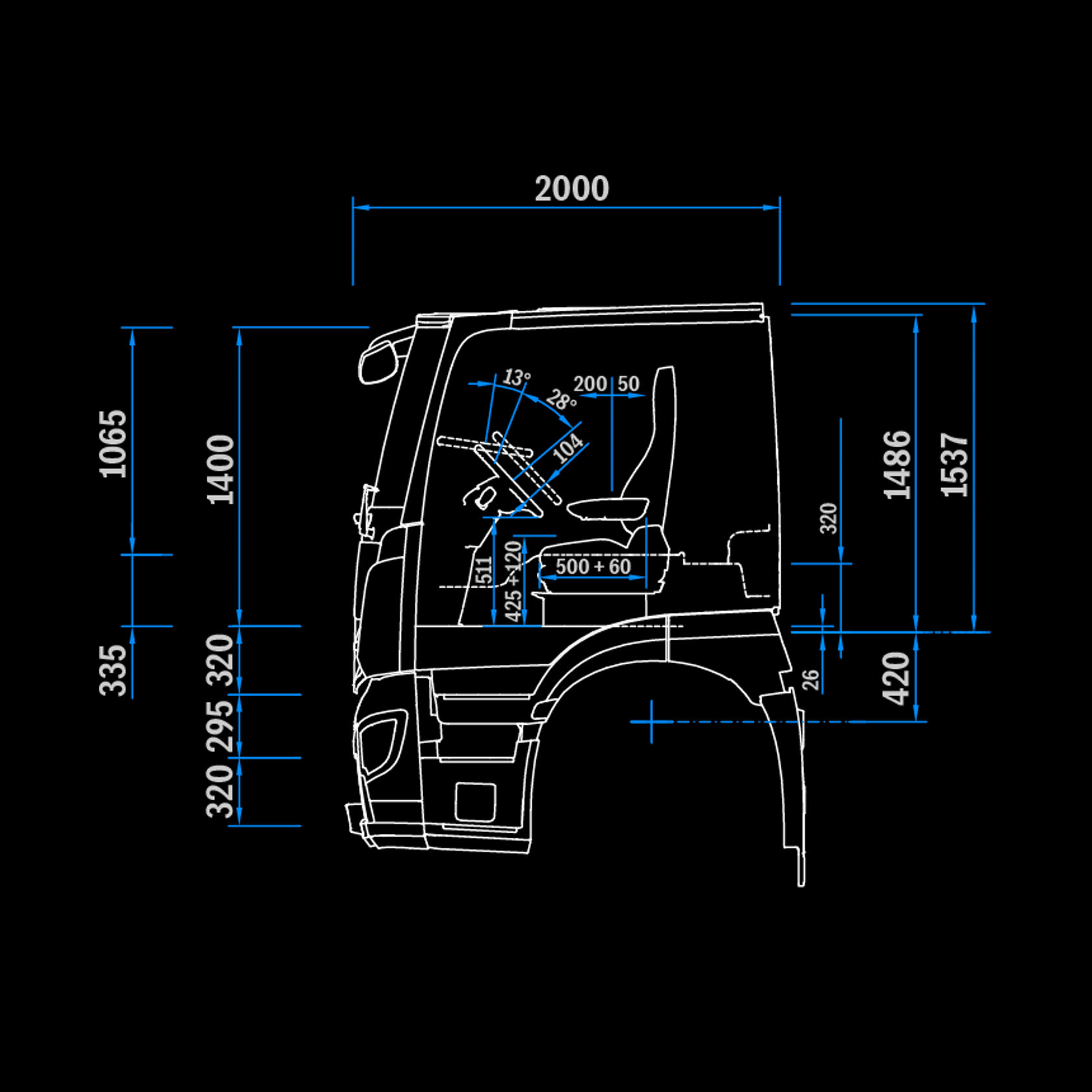 CompactSpace M-Cab, 2.3 m, 320 mm tunnel, side view