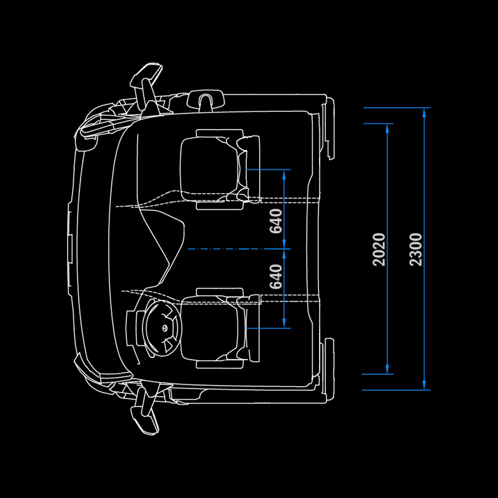 CompactSpace M-Cab, 2.3 m, 320 mm tunnel, top view