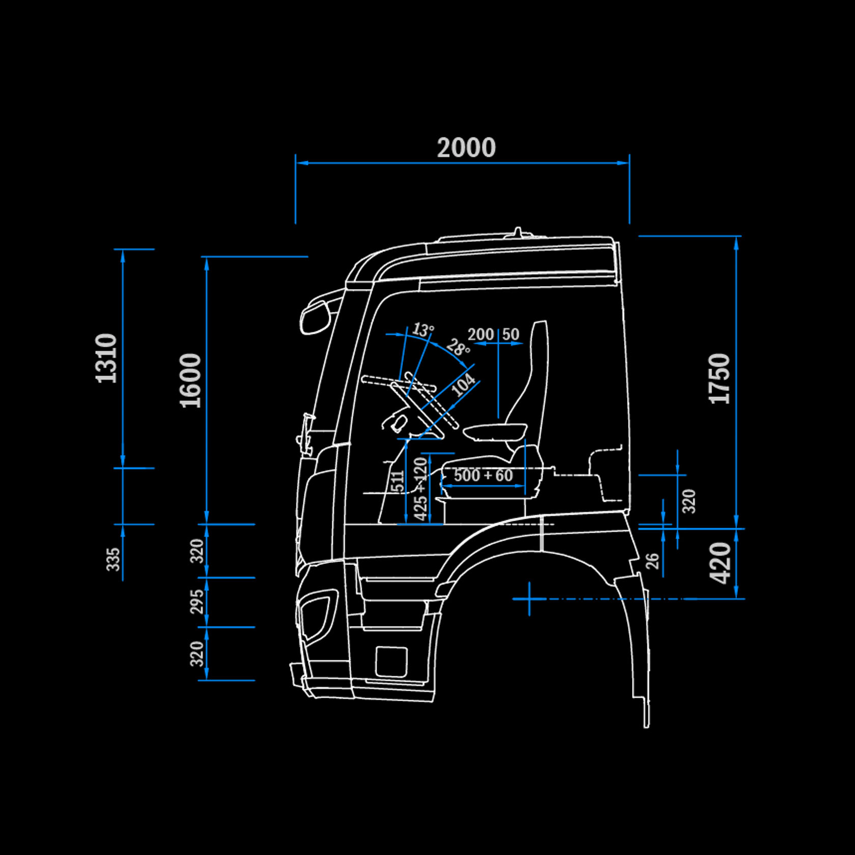ClassicSpace M-Cab, 2.3 m, 320 mm tunnel, side view