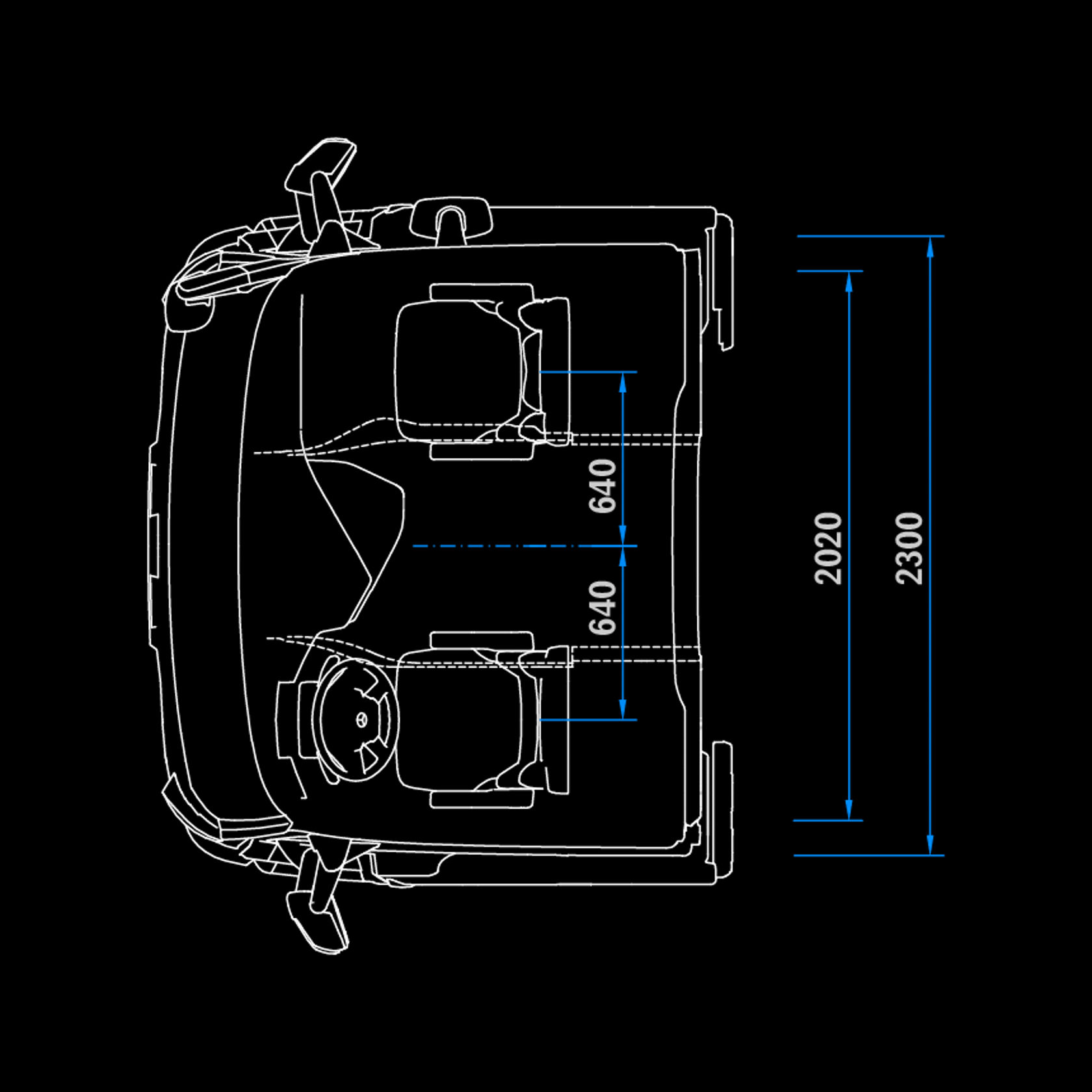 ClassicSpace M-Cab, 2.3 m, 320 mm tunnel, top view