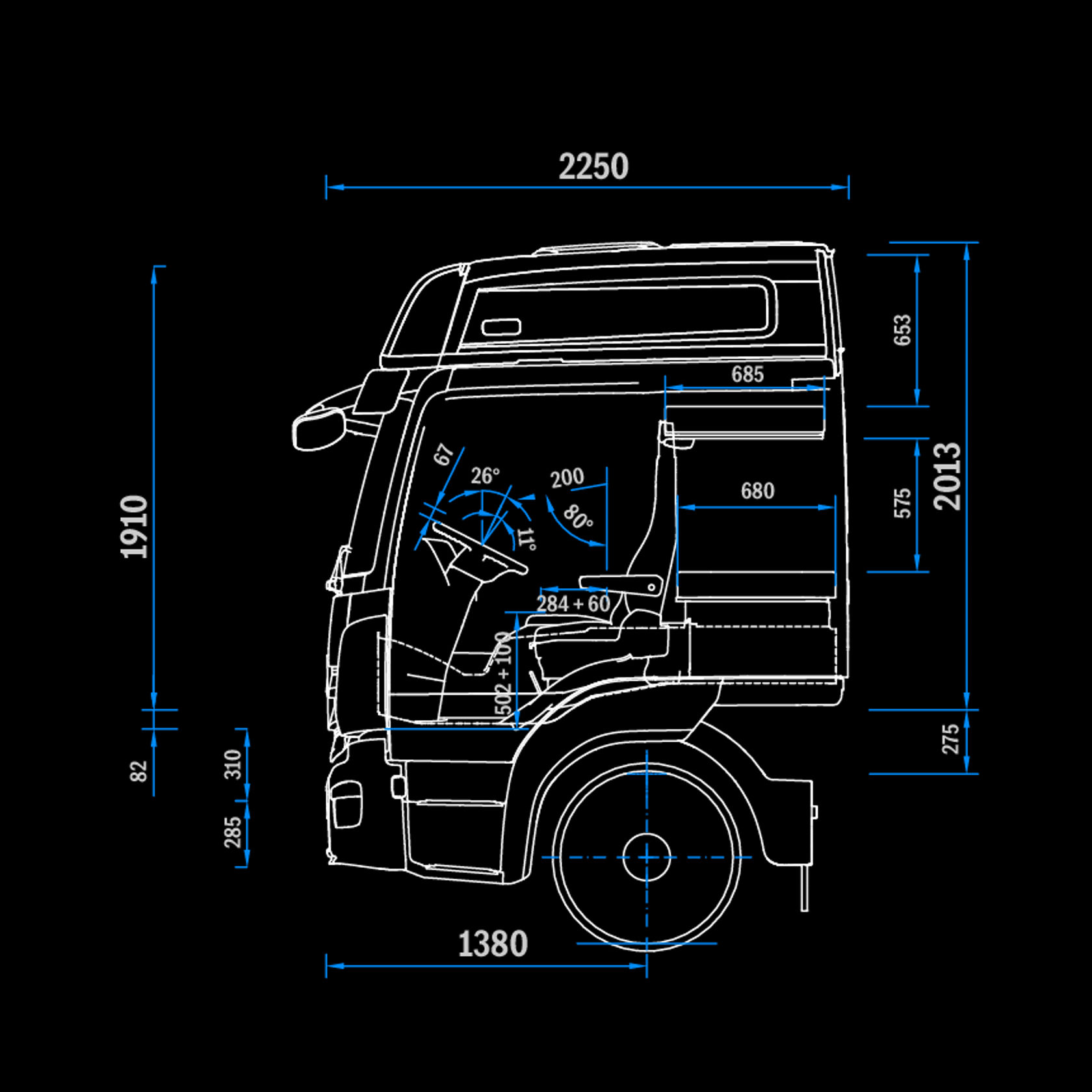 BigSpace L-Cab, 2.3 m, tunnel, side view