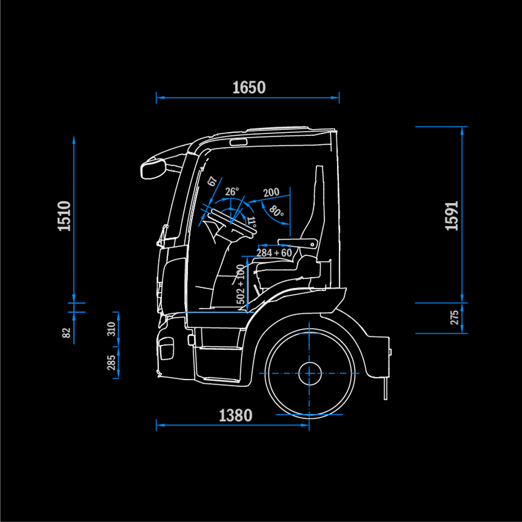 ClassicSpace S-Cab, tipper vehicle, 2.30 m, tunnel, side view