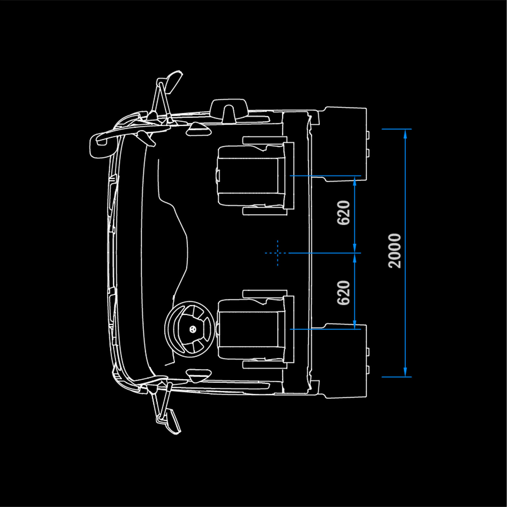 ClassicSpace S-Cab, tipper vehicle, 2.30 m, tunnel, top view