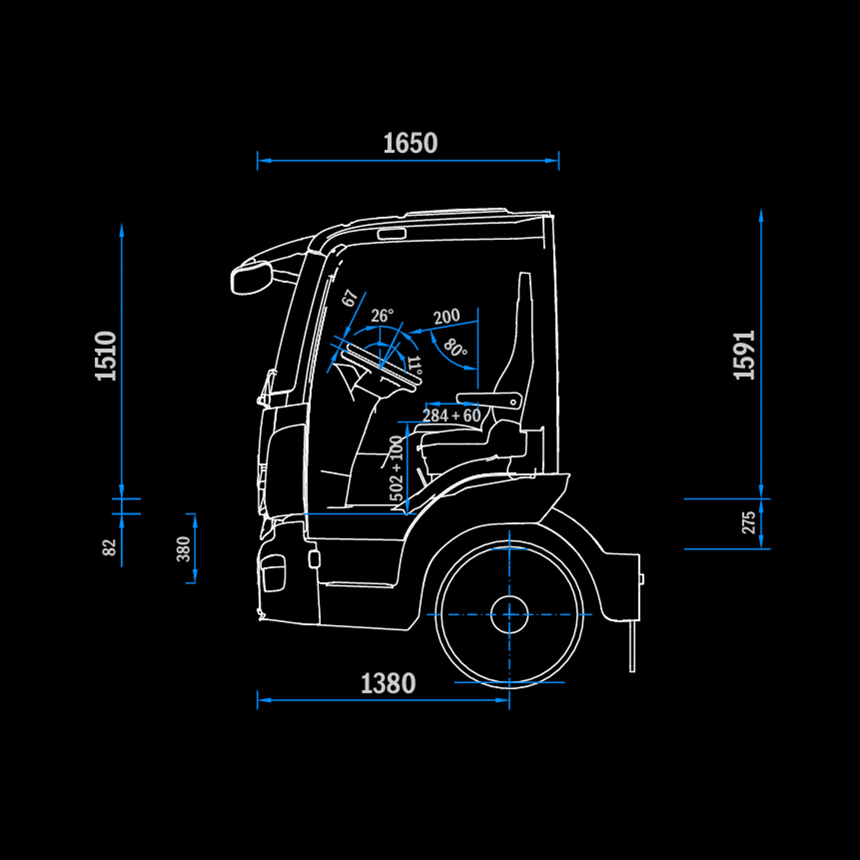 ClassicSpace S-Cab, 2.30 m, tunnel, side view