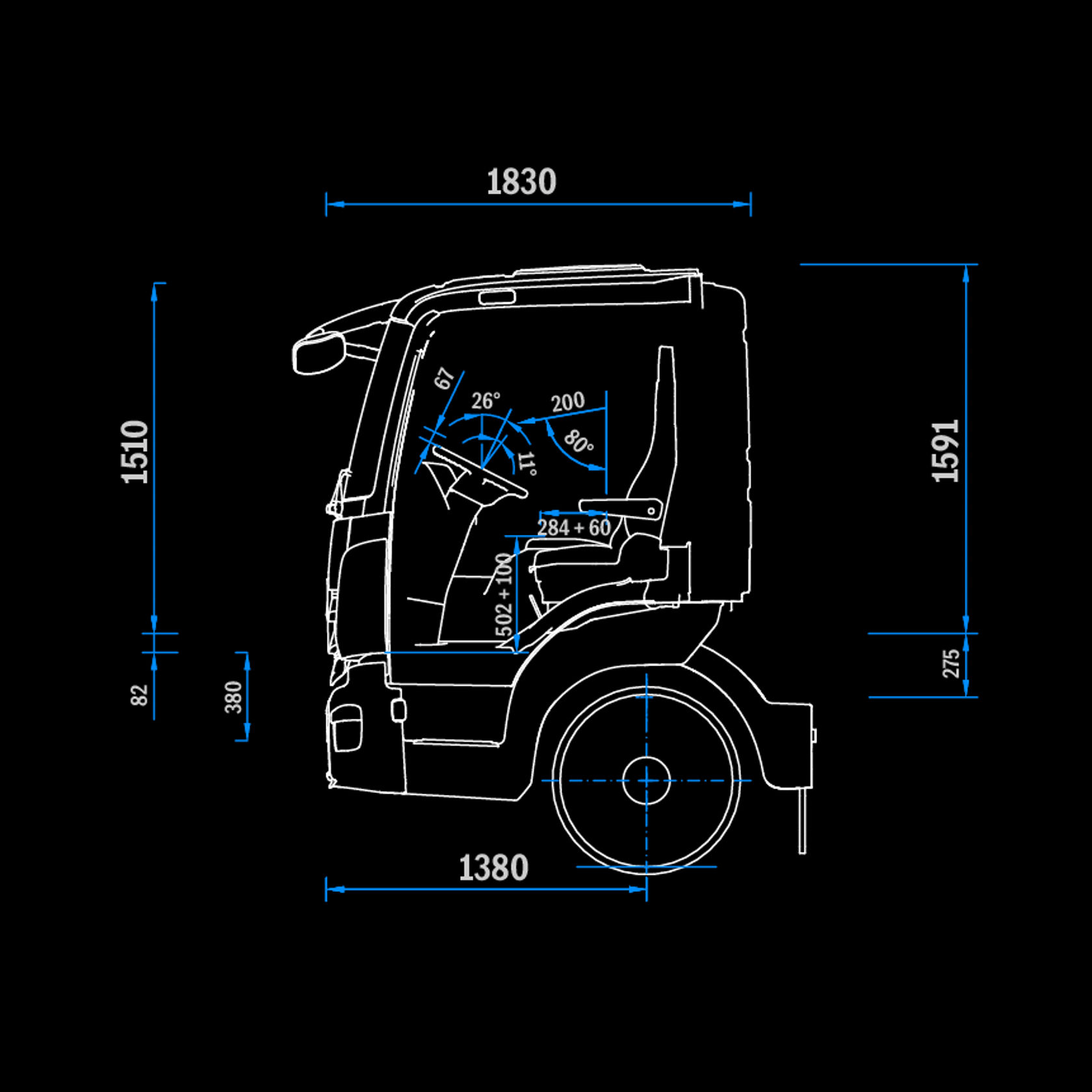 ClassicSpace S-Cab, extended, 2.30 m, tunnel, side view