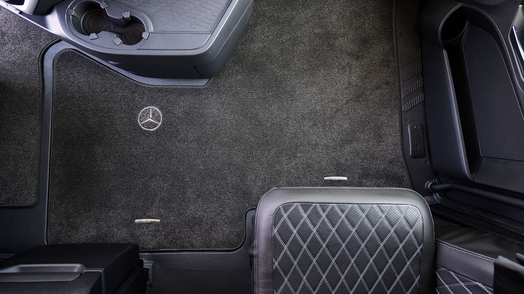 Rubber, ribbed, and pearl velour floor mats