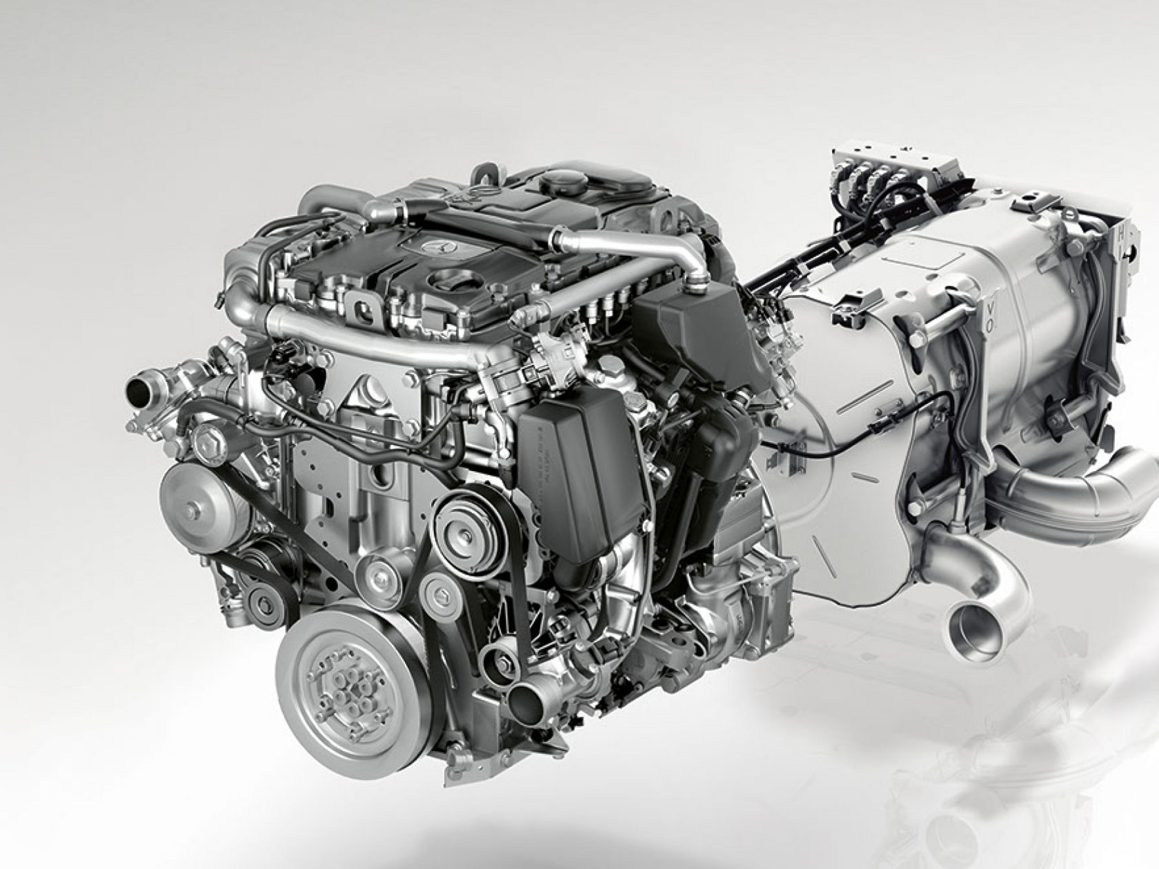 Close-up of an engine.