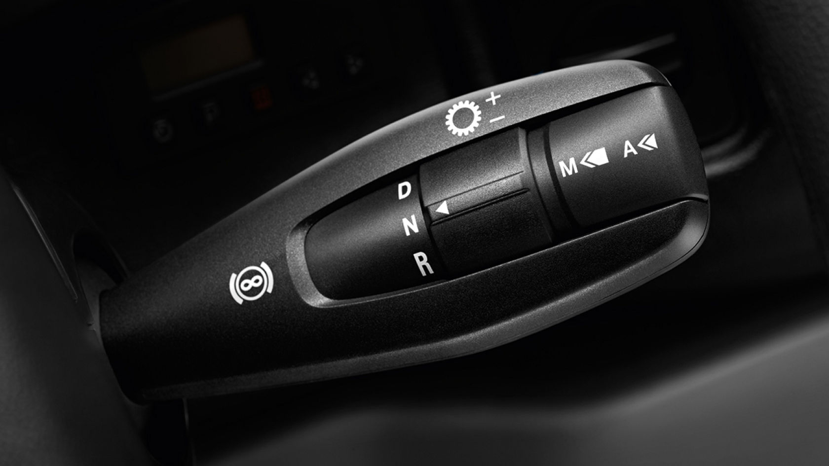 Close-up of the gearshift lever of a Unimog.